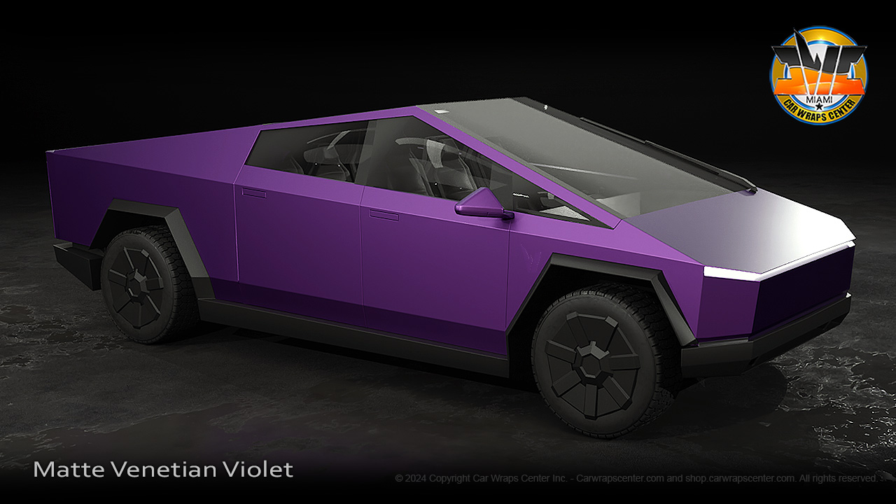 Cybertruck-matte-venetian-violet-vinyl-wrap